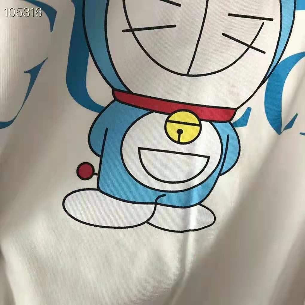 G*u*i men doraemon x G*u*i oversize t-shirt ivory cotton jersey crewneck-blue