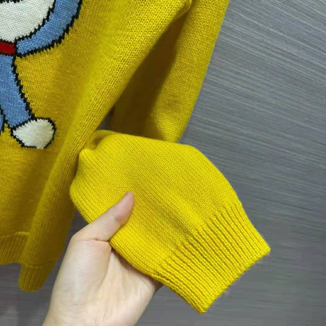 G*u*i men doraemon x G*u*i wool sweater yellow wool crewneck