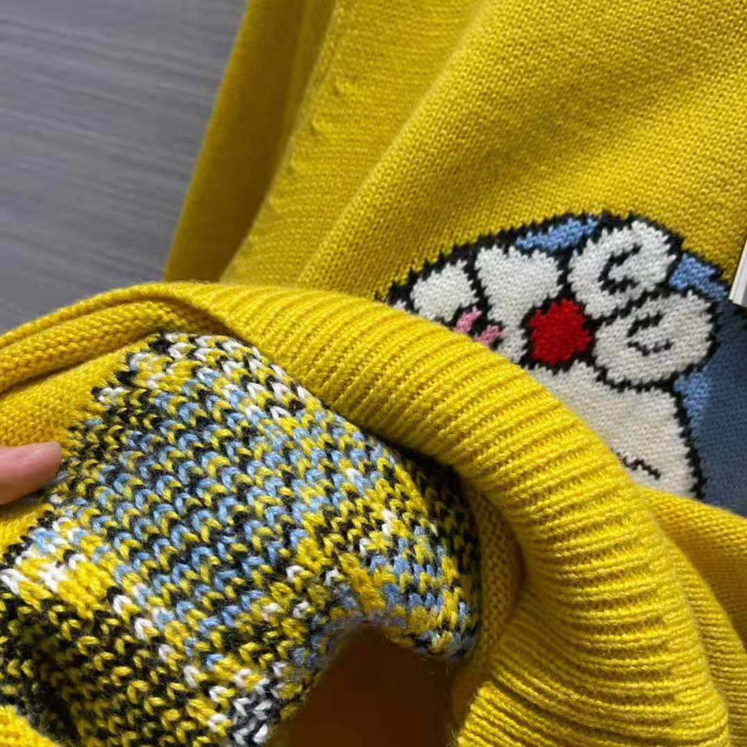 G*u*i men doraemon x G*u*i wool sweater yellow wool crewneck