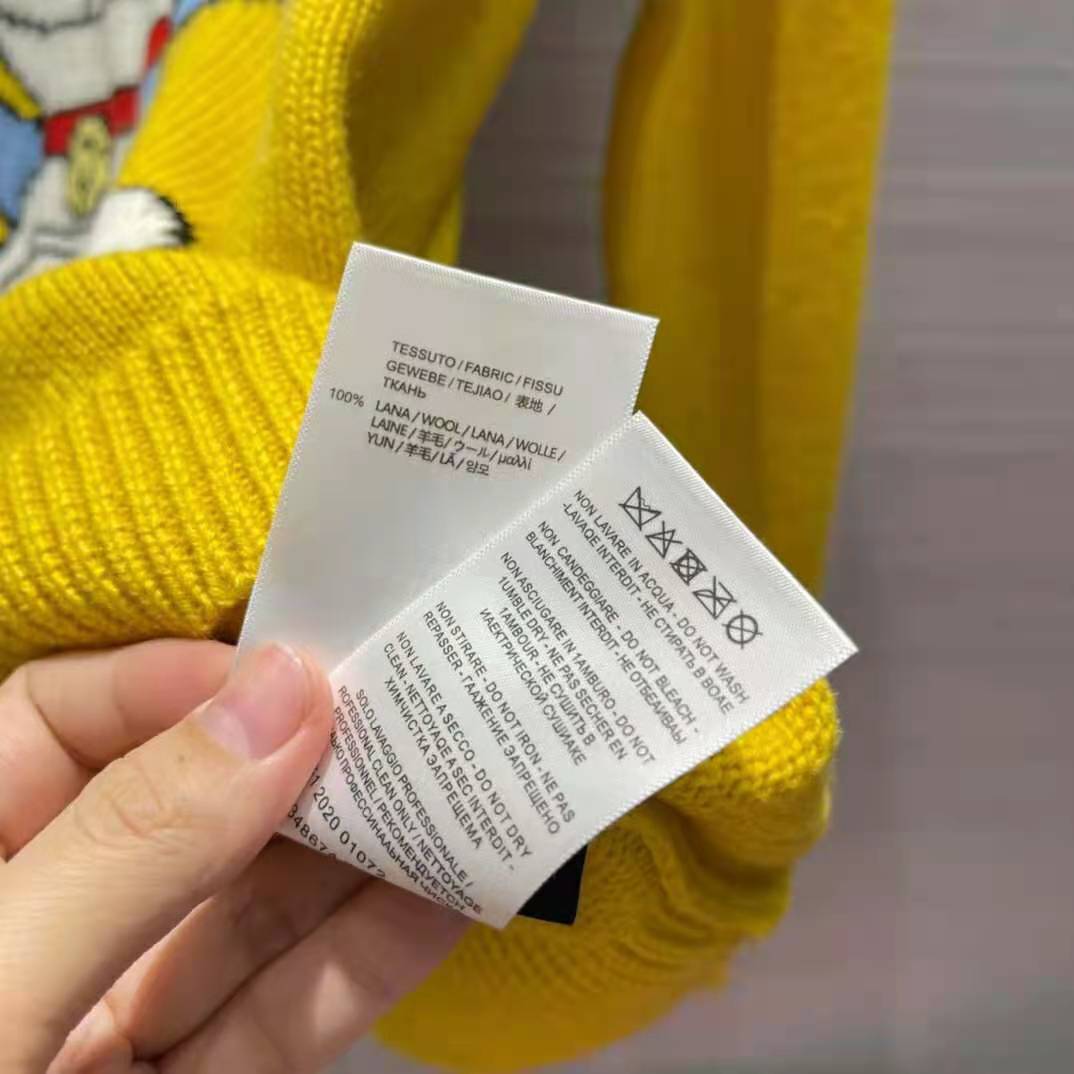 G*u*i men doraemon x G*u*i wool sweater yellow wool crewneck