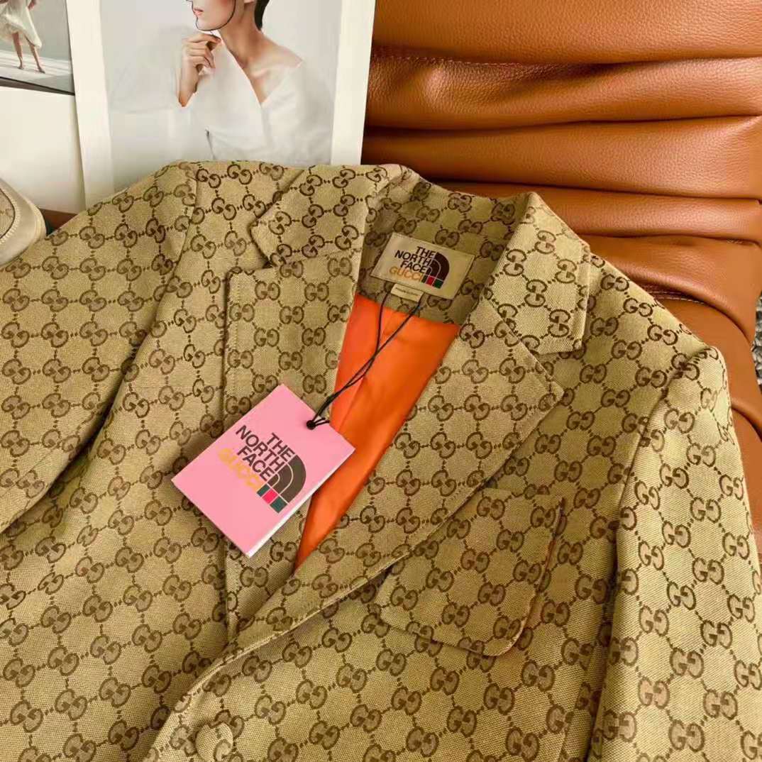 G*u*i men gg canvas jacket camel/ebony gg cotton canvas full canvas construction