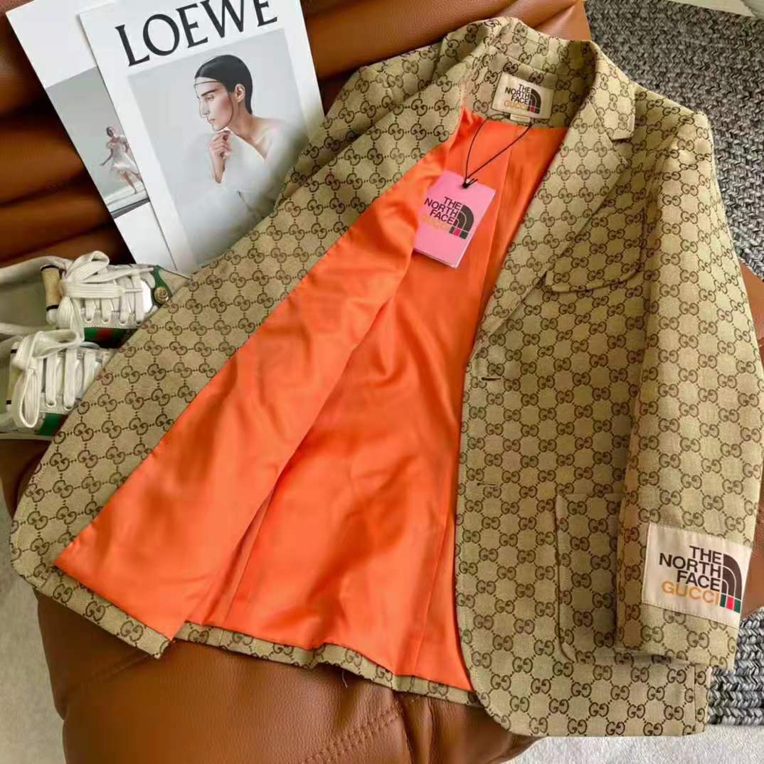 G*u*i men gg canvas jacket camel/ebony gg cotton canvas full canvas construction