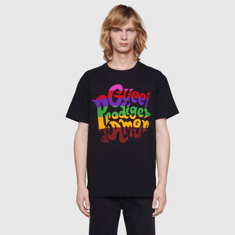G*u*i men G*u*i prodige d’amour print t-shirt cotton crewneck oversize fit-black