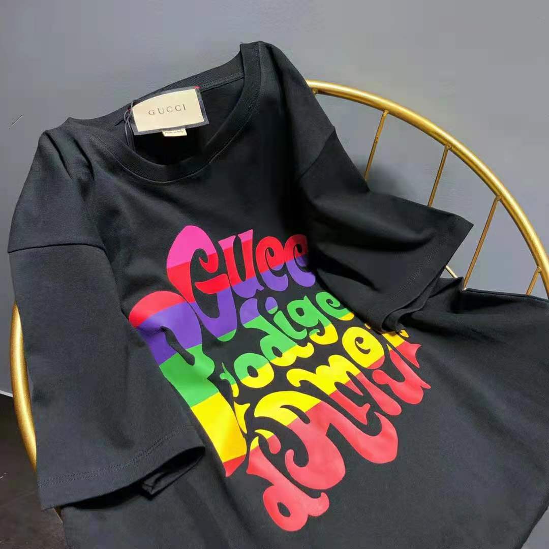 G*u*i women G*u*i prodige d’amour print t-shirt cotton crewneck oversize fit-black