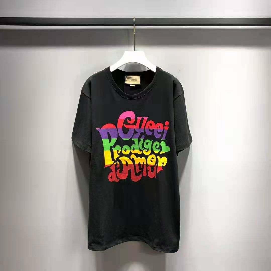 G*u*i women G*u*i prodige d’amour print t-shirt cotton crewneck oversize fit-black