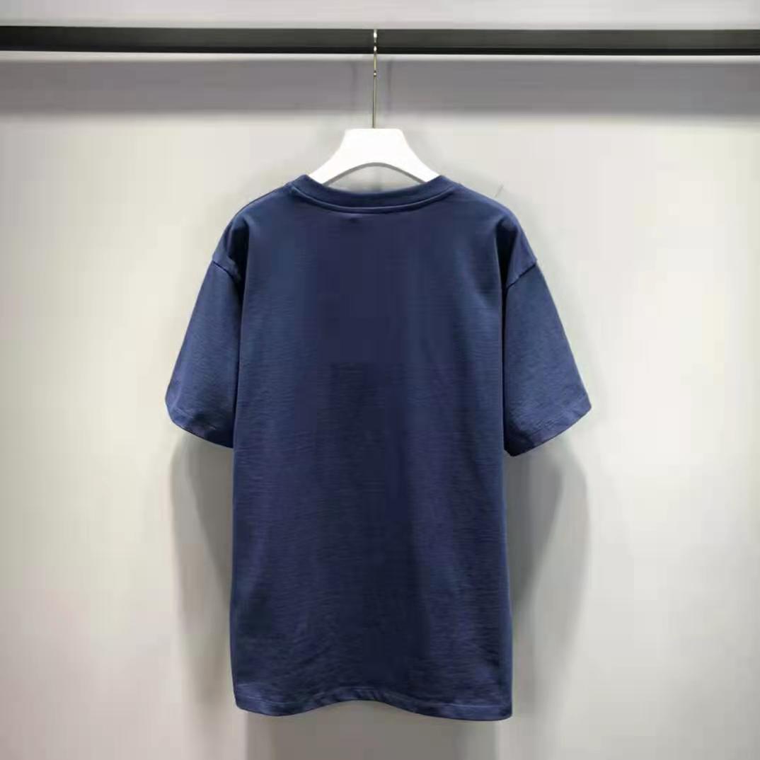 G*u*i women interlocking g stripe print t-shirt cotton jersey crewneck oversize fit-navy