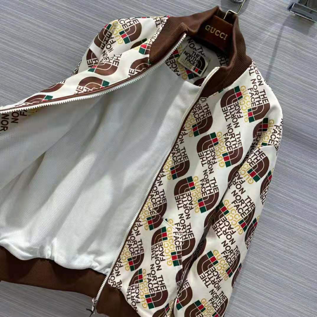 G*u*i women the north face x G*u*i web print technical jersey jacket polyester cotton