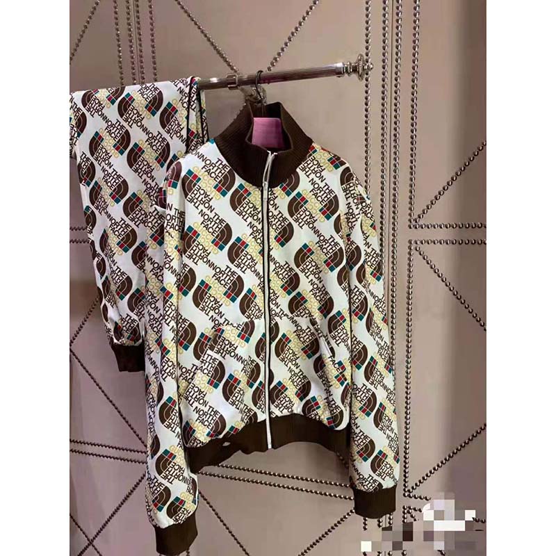 G*u*i women the north face x G*u*i web print technical jersey jacket polyester cotton