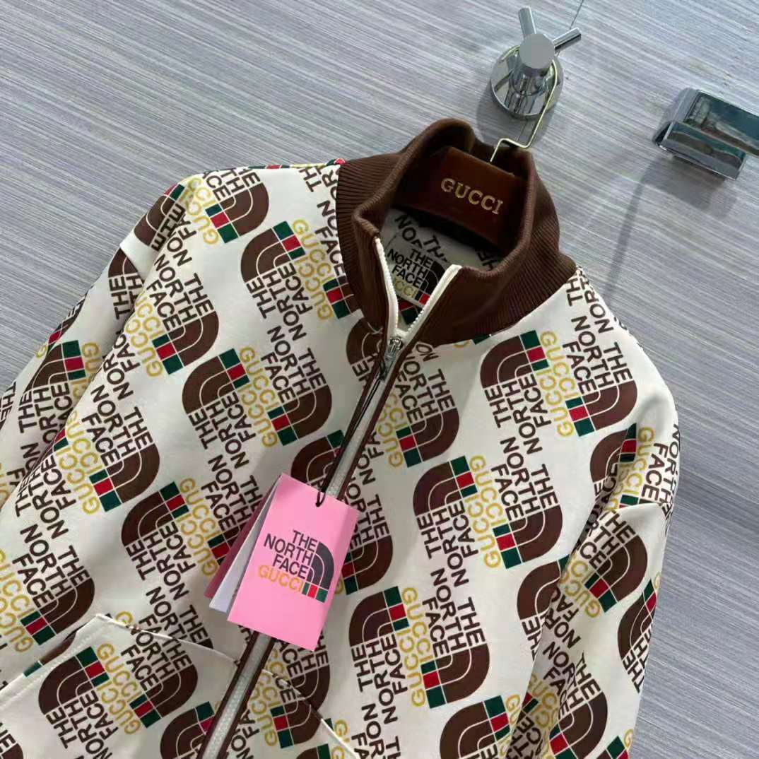 G*u*i women the north face x G*u*i web print technical jersey jacket polyester cotton