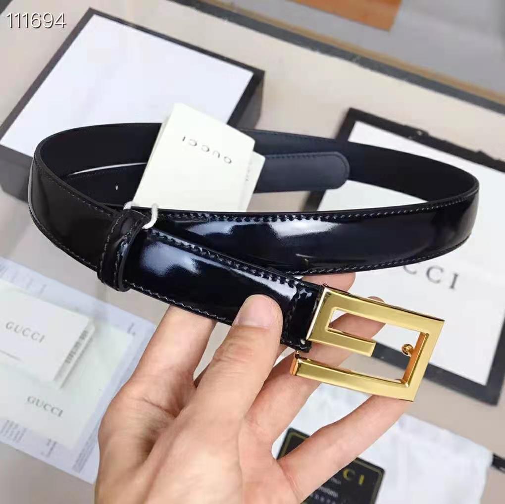 G*u*i unisex leather belt with g buckle black leather 2.5 cm width