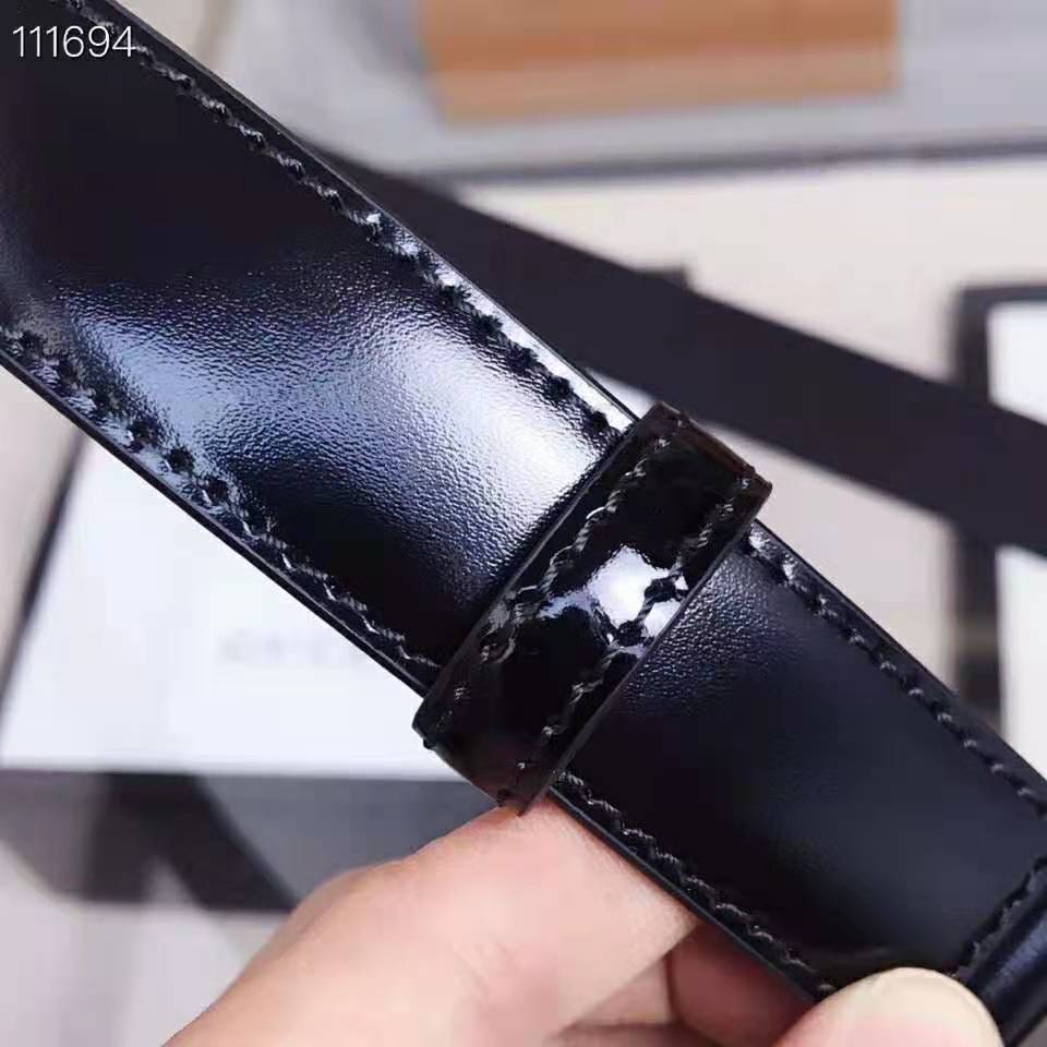 G*u*i unisex leather belt with g buckle black leather 2.5 cm width