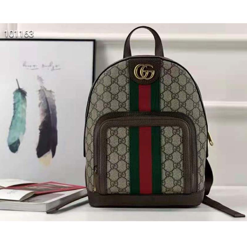 G*u*i unisex ophidia gg small backpack beige/ebony gg supreme canvas
