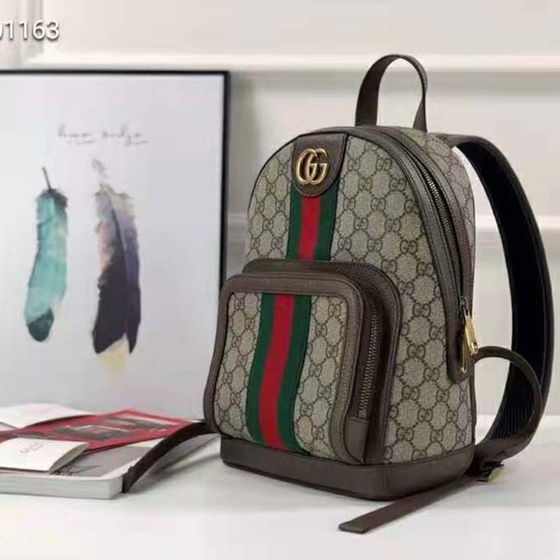 G*u*i unisex ophidia gg small backpack beige/ebony gg supreme canvas