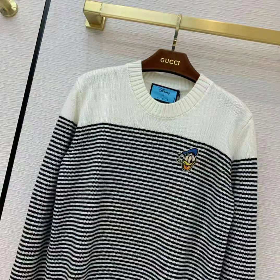 G*u*i women disney x G*u*i donald duck striped wool sweater cashmere crewneck