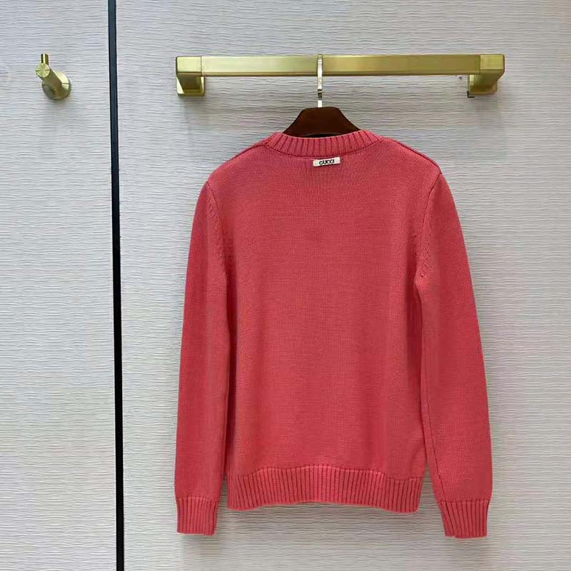 G*u*i women disney x G*u*i donald duck wool sweater crew neck-pink
