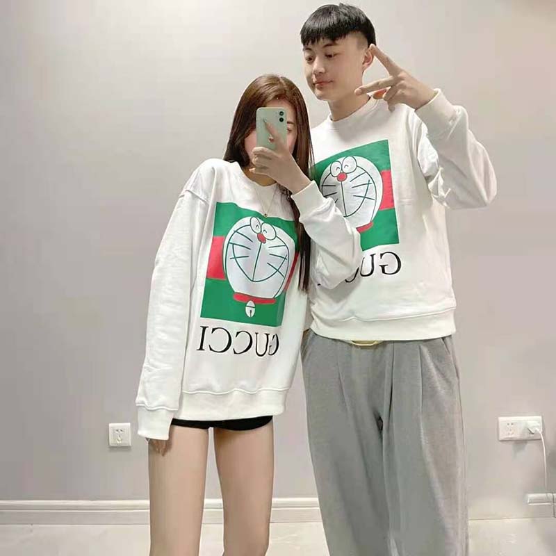 G*u*i women doraemon x G*u*i cotton sweatshirt cotton jersey crewneck oversized fit