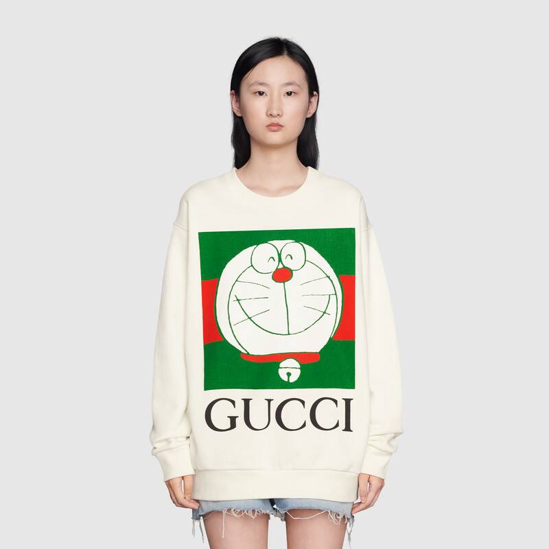G*u*i women doraemon x G*u*i cotton sweatshirt cotton jersey crewneck oversized fit