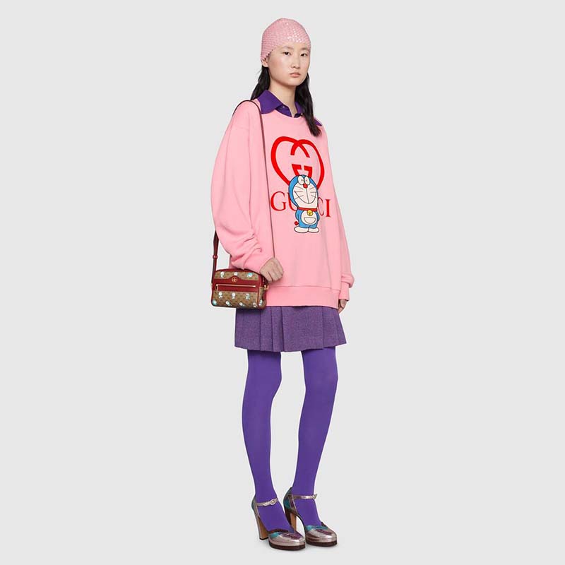 G*u*i women doraemon x G*u*i cotton sweatshirt crewneck oversized fit-pink