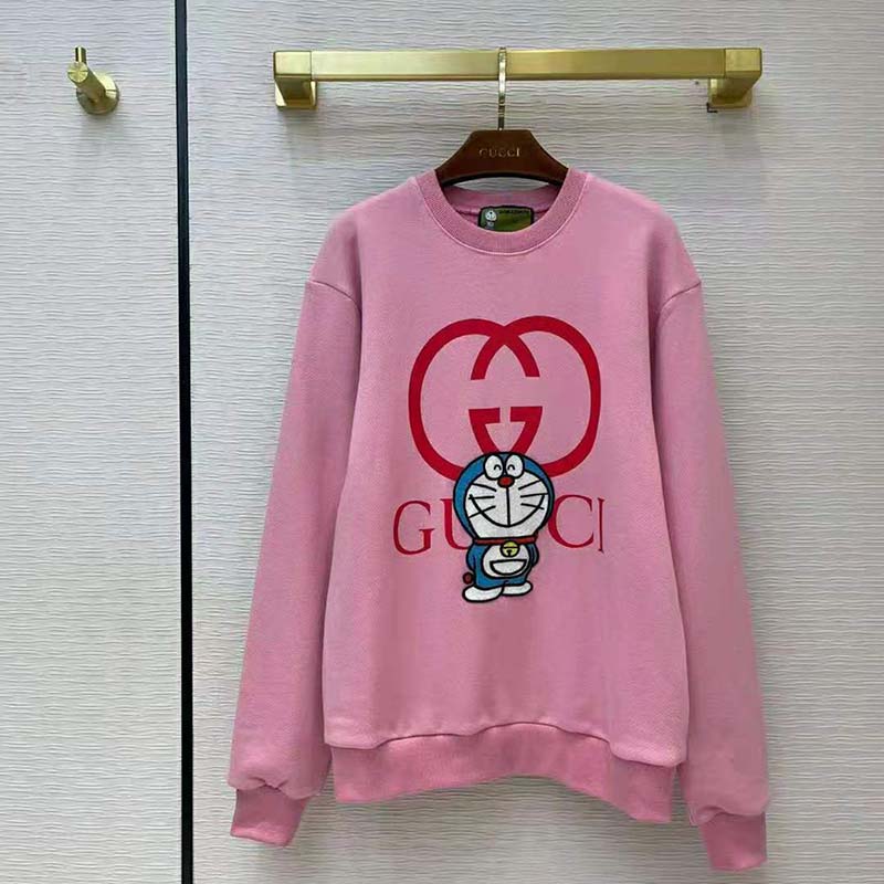 G*u*i men doraemon x G*u*i cotton sweatshirt crewneck oversized fit-pink