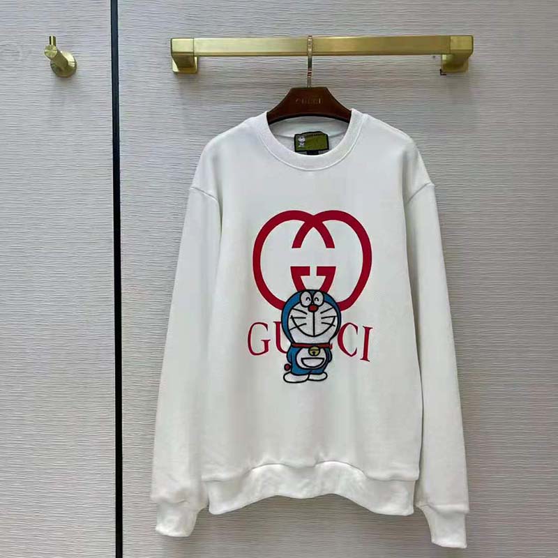 G*u*i men doraemon x G*u*i cotton sweatshirt crewneck oversized fit-white