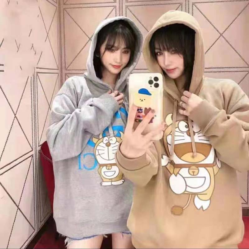 G*u*i women doraemon x G*u*i hooded sweatshirt cotton jersey oversized fit-brown