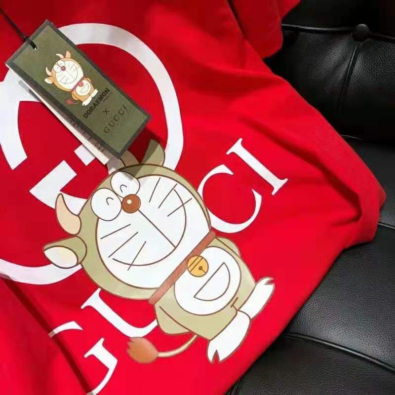 G*u*i women doraemon x G*u*i oversize t-shirt crewneck red cotton jersey
