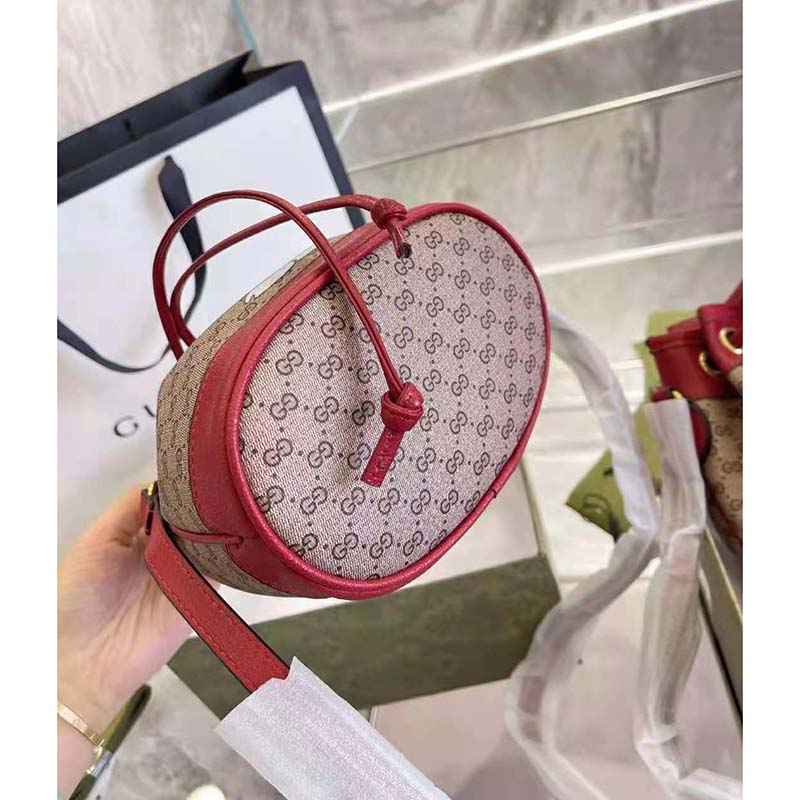 G*u*i women doraemon x G*u*i small bucket bag beigeebony mini gg supreme canvas