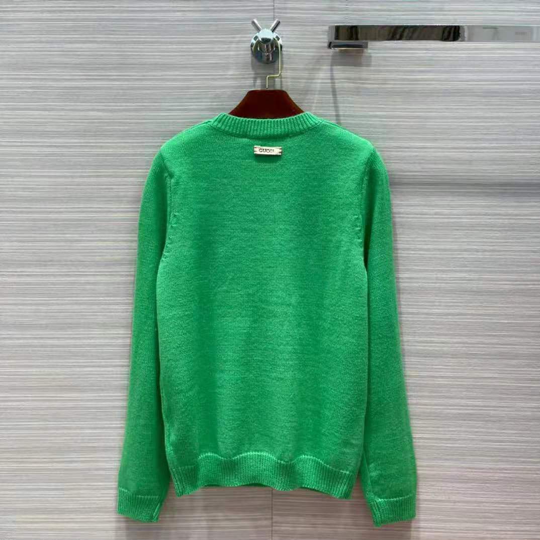 G*u*i men doraemon x G*u*i wool sweater green wool crewneck
