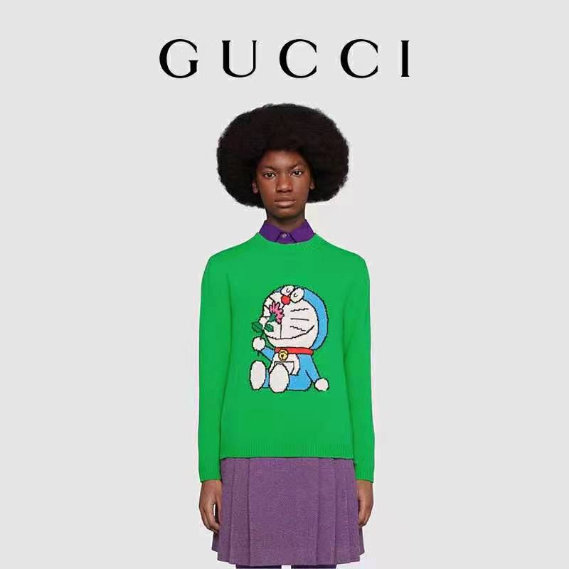 G*u*i women doraemon x G*u*i wool sweater green wool crewneck