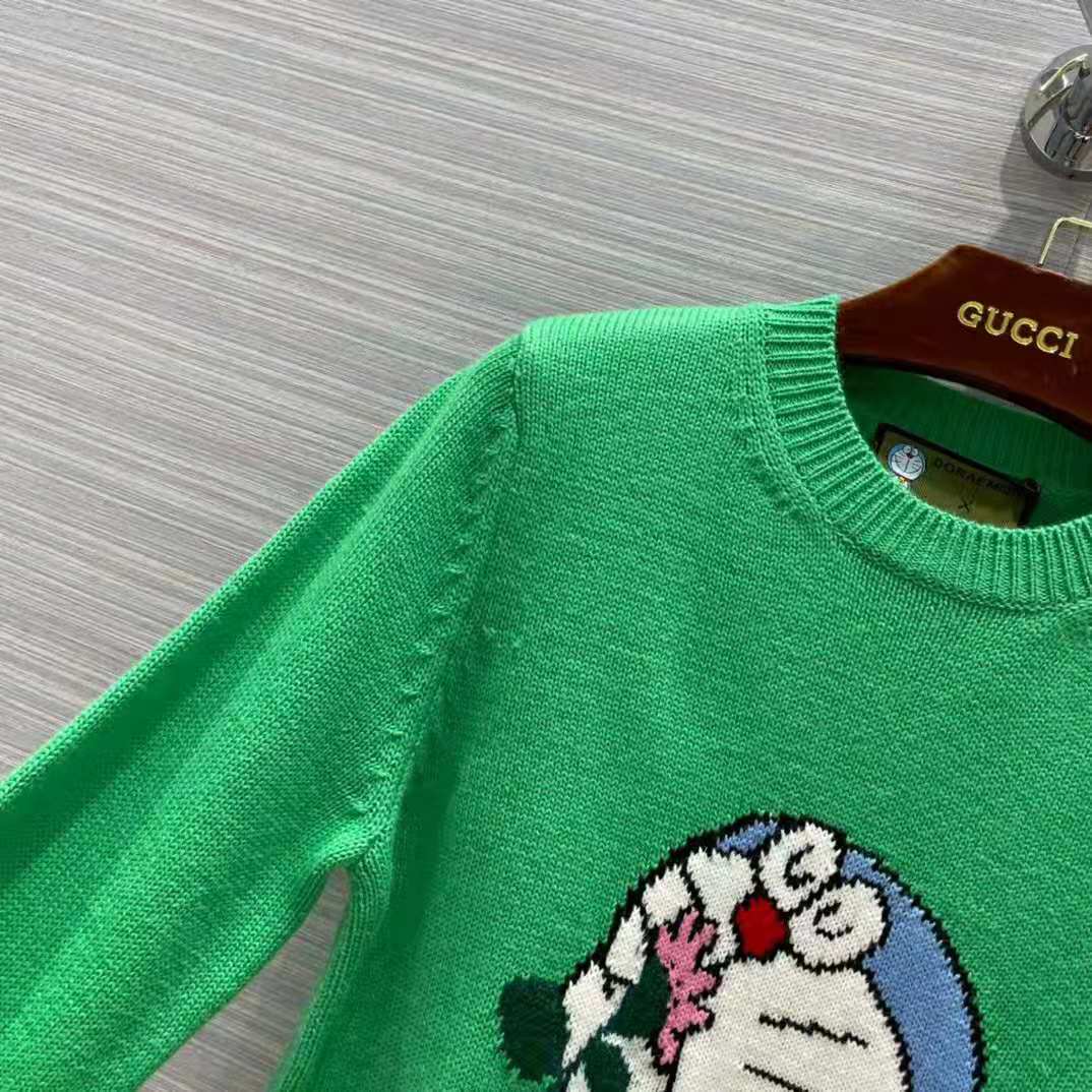 G*u*i women doraemon x G*u*i wool sweater green wool crewneck