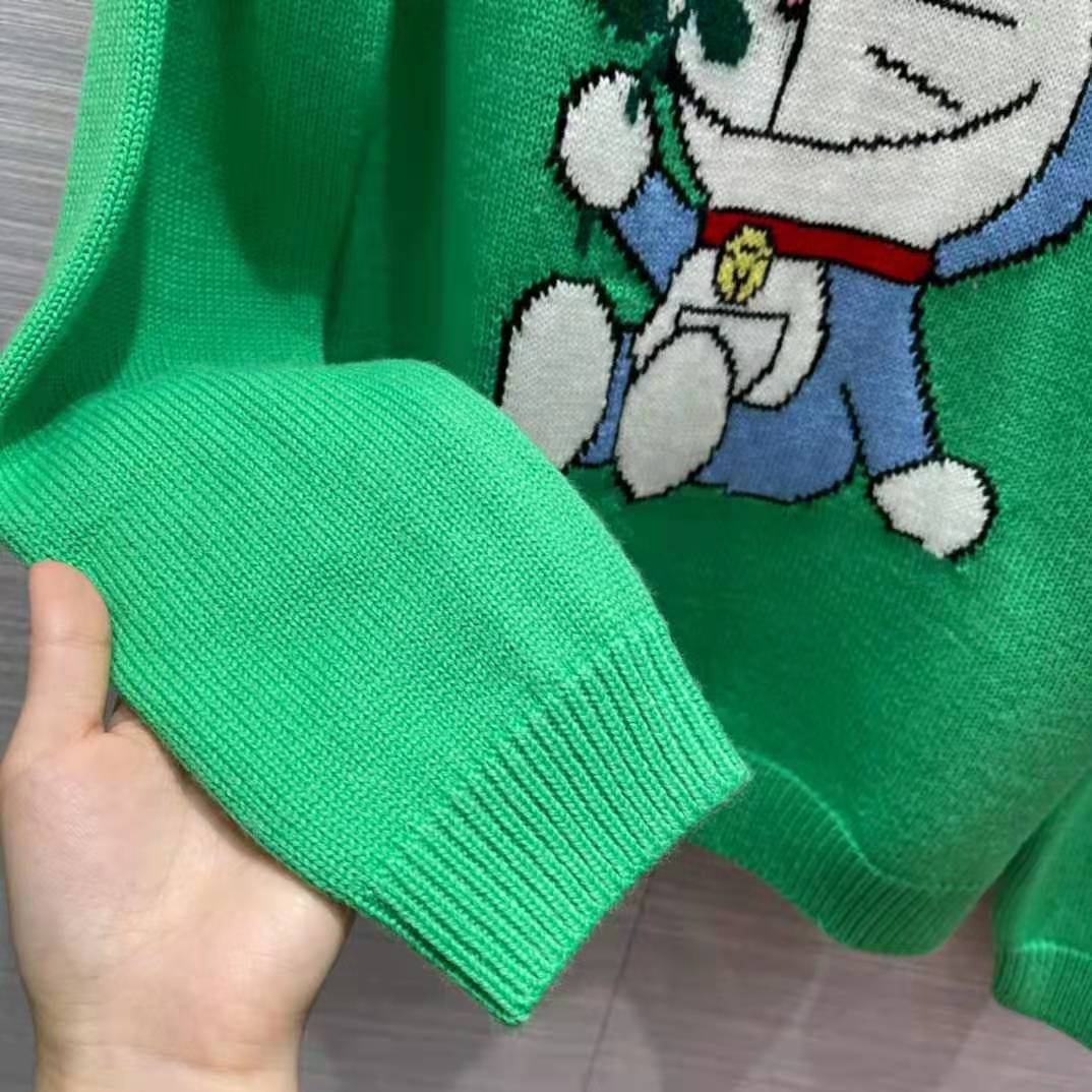 G*u*i women doraemon x G*u*i wool sweater green wool crewneck