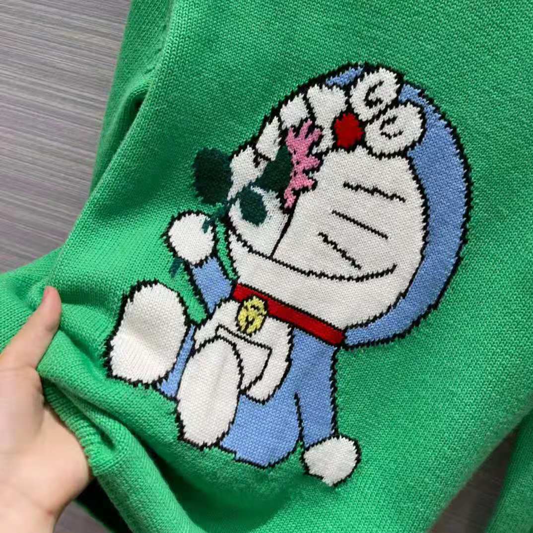 G*u*i women doraemon x G*u*i wool sweater green wool crewneck