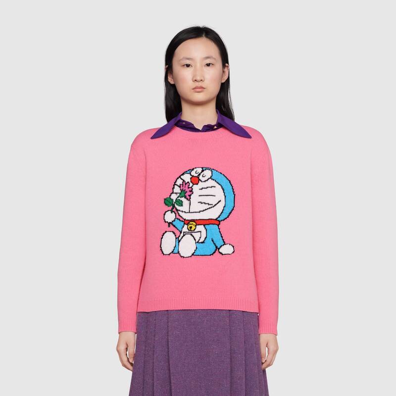 G*u*i women doraemon x G*u*i wool sweater pink wool crewneck