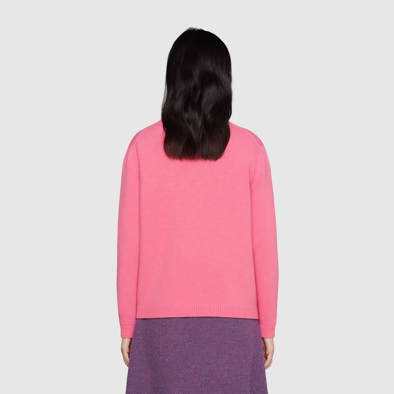 G*u*i women doraemon x G*u*i wool sweater pink wool crewneck