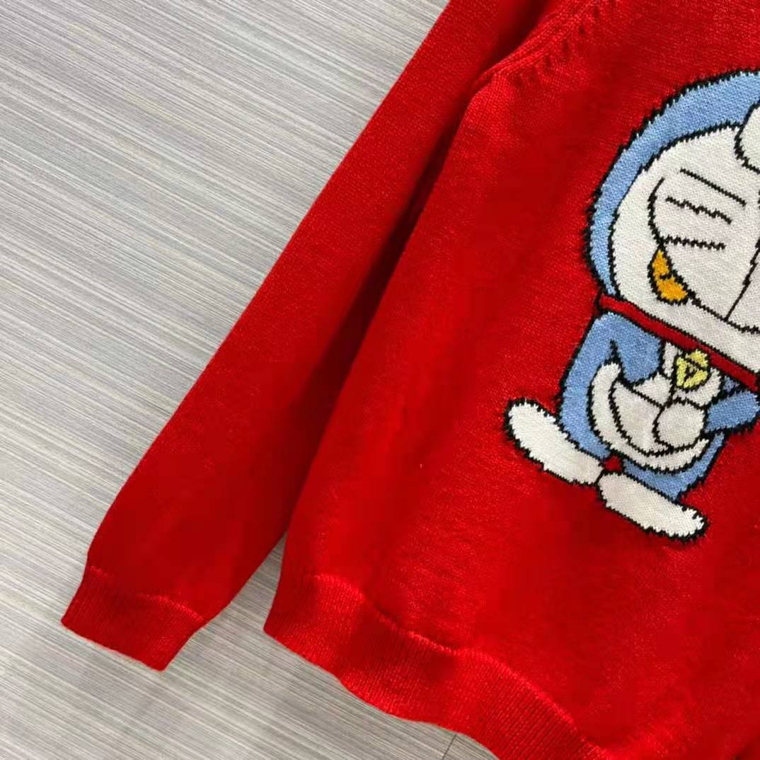 G*u*i men doraemon x G*u*i wool sweater red crewneck label on the back