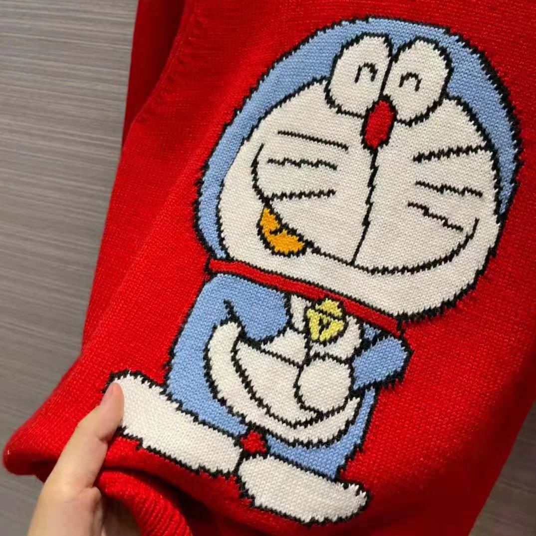 G*u*i men doraemon x G*u*i wool sweater red crewneck label on the back