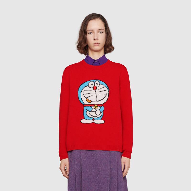 G*u*i women doraemon x G*u*i wool sweater red wool crewneck