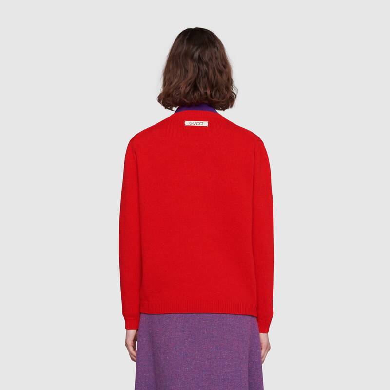 G*u*i women doraemon x G*u*i wool sweater red wool crewneck