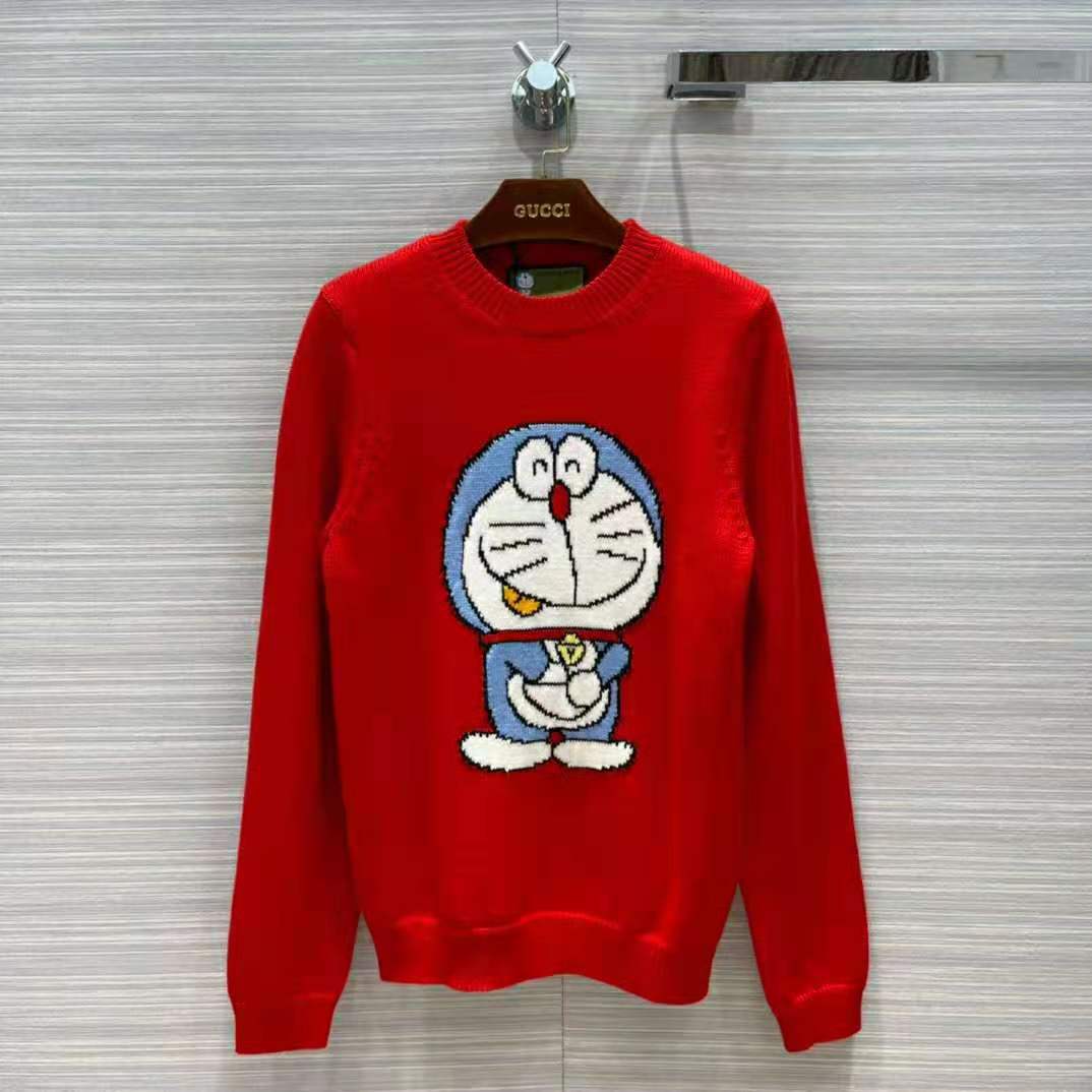 G*u*i men doraemon x G*u*i wool sweater red crewneck label on the back