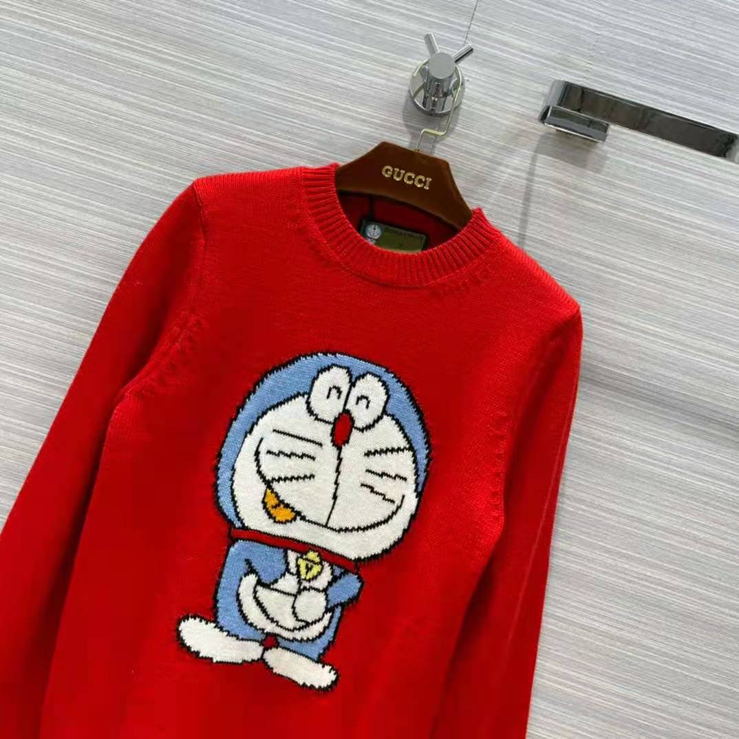 G*u*i men doraemon x G*u*i wool sweater red crewneck label on the back