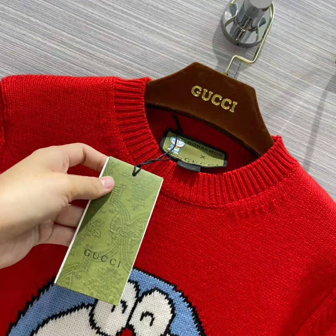 G*u*i men doraemon x G*u*i wool sweater red crewneck label on the back