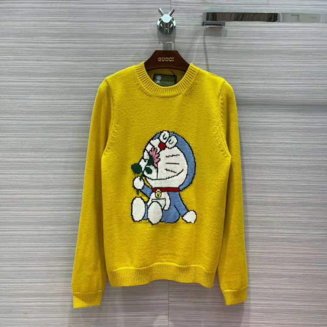 G*u*i women doraemon x G*u*i wool sweater yellow wool crewneck