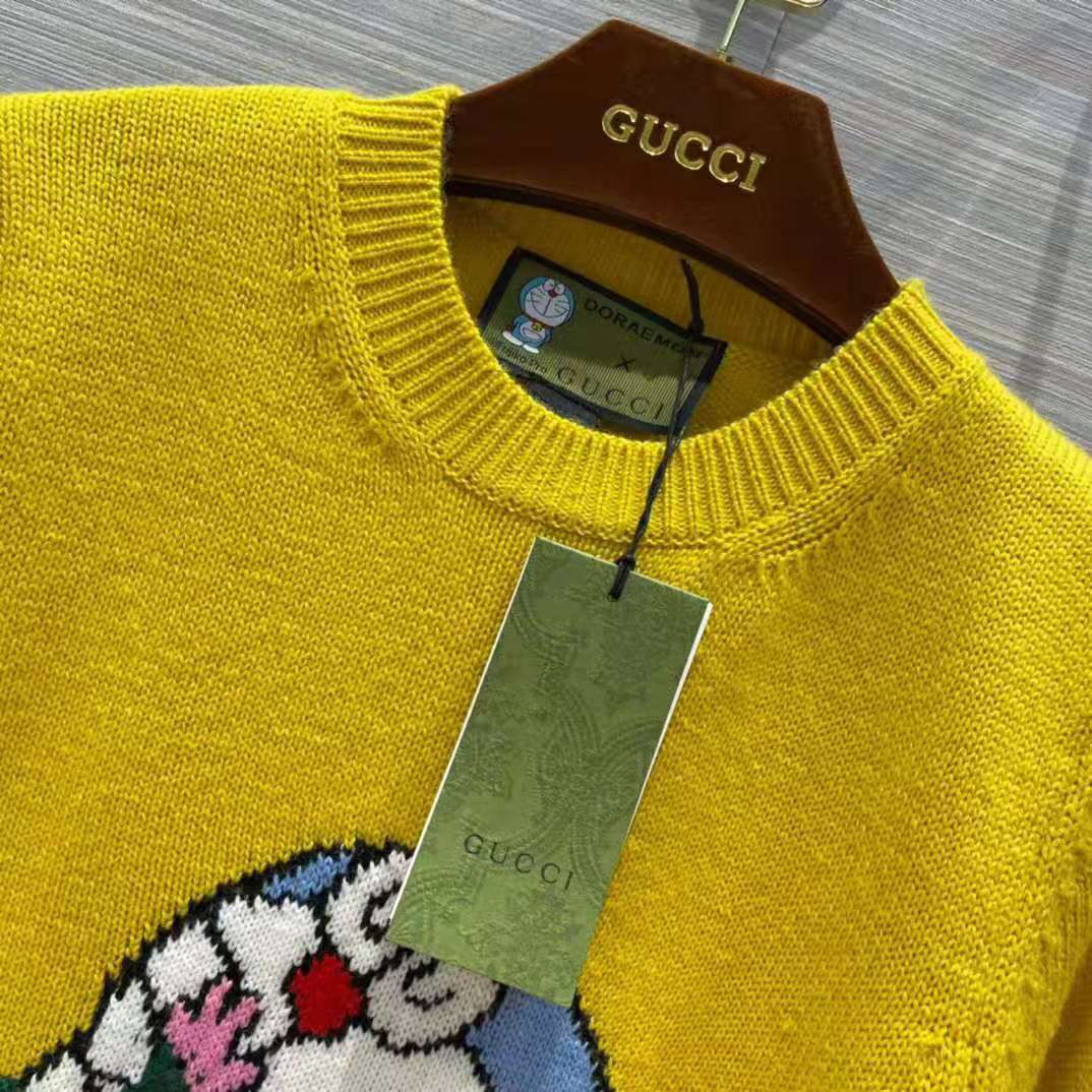 G*u*i women doraemon x G*u*i wool sweater yellow wool crewneck