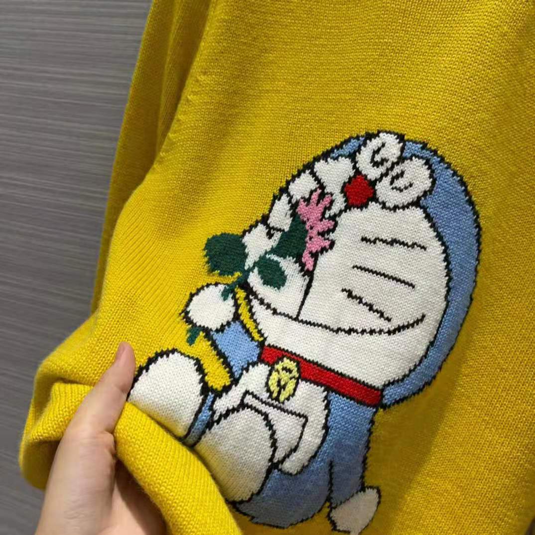 G*u*i women doraemon x G*u*i wool sweater yellow wool crewneck