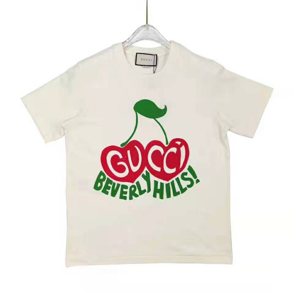 G*u*i men G*u*i beverly hills cherry print t-shirt cotton jersey crewneck short sleeves