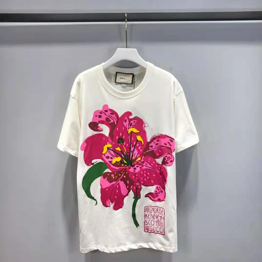 G*u*i women ken scott print cotton t-shirt crewneck oversize fit