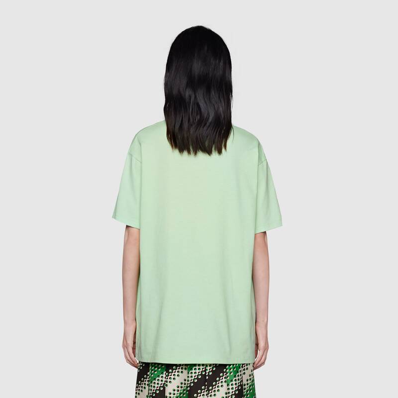G*u*i women ken scott print cotton t-shirt purple flower crewneck oversize fit-lime