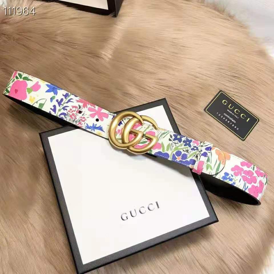 G*u*i women ken scott print gg marmont belt double g buckle 4 cm width