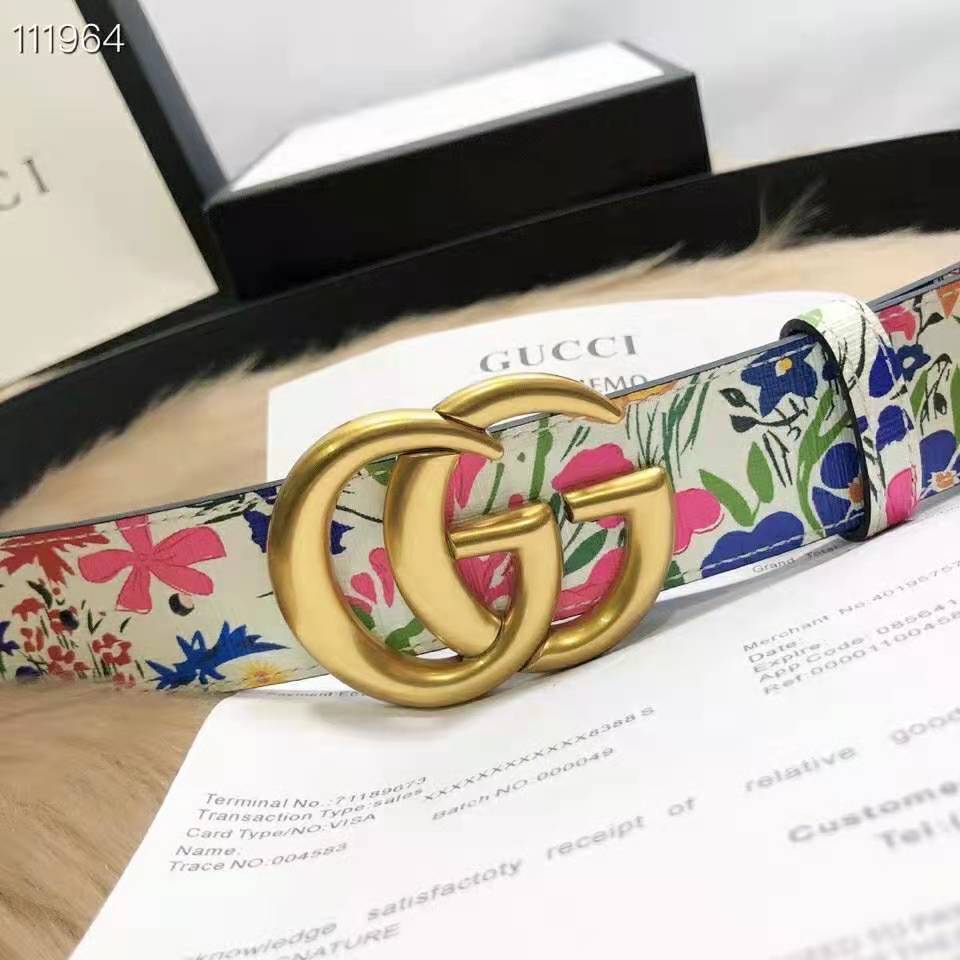 G*u*i women ken scott print gg marmont belt double g buckle 4 cm width
