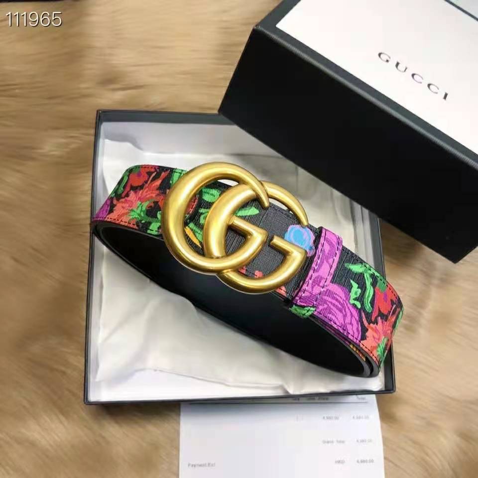 G*u*i women ken scott print gg marmont belt double g buckle 4 cm width-black